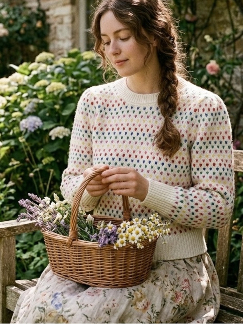Colorful Heart Sweater | Feminine Cottagecore Pullover | Cozy Romantic Style